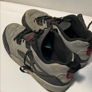 Jordan Gray and Black Sneakers with Red Accents